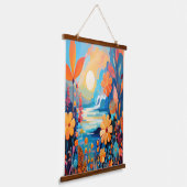 Levendige Sunset Floral Landschap Natuur Art Hangend Wandkleed (Gebogen)
