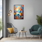 Levendige Sunset Floral Landschap Natuur Art Perfect Poster