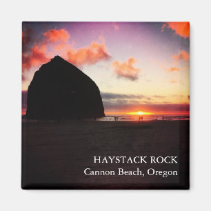 Levendige Sunset Haystack Rock Oregon 2 inch magne Magneet