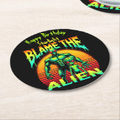 Levendige Sunset Lijsten Green Alien Ronde Kartonnen Onderzetter (Gebogen)