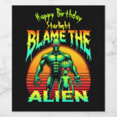 Levendige Sunset Lijsten Green Alien Wijn Etiket (Enkel label)