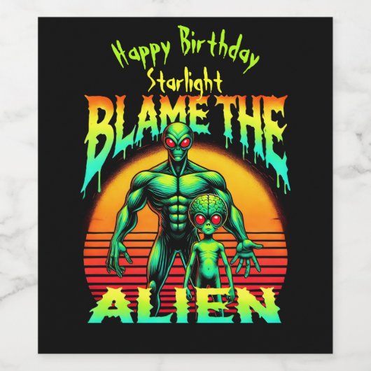 Levendige Sunset Lijsten Green Alien Wijn Etiket (Enkel label)