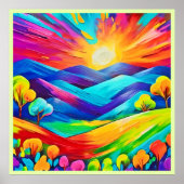 Levendige Sunset Mountain Art Print (Voorkant)