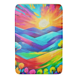 Levendige Sunset Mountain Art Print Badmat
