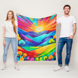 Levendige Sunset Mountain Art Print Fleece Deken