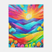 Levendige Sunset Mountain Art Print Fleece Deken (Voorkant)
