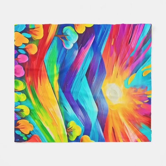 Levendige Sunset Mountain Art Print Fleece Deken (Voorkant (Horizontaal))