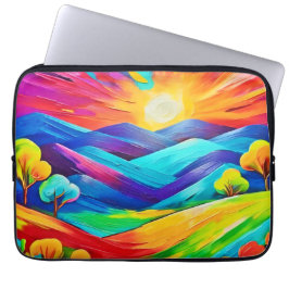Levendige Sunset Mountain Art Print Laptop Sleeve