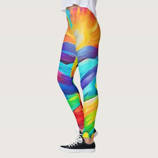 Levendige Sunset Mountain Art Print Leggings (Links)