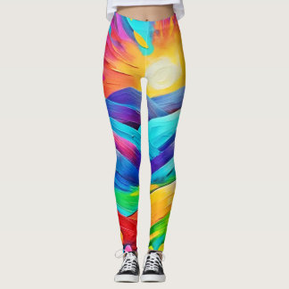 Levendige Sunset Mountain Art Print Leggings