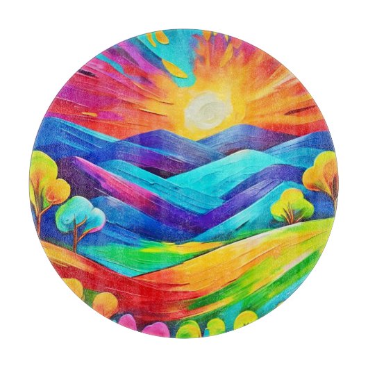 Levendige Sunset Mountain Art Print Snijplank (Voorkant)