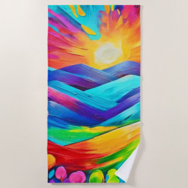 Levendige Sunset Mountain Art Print Strandlaken