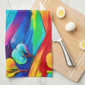 Levendige Sunset Mountain Art Print Theedoek (Quarter Fold)