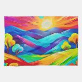 Levendige Sunset Mountain Art Print Theedoek (Horizontaal)