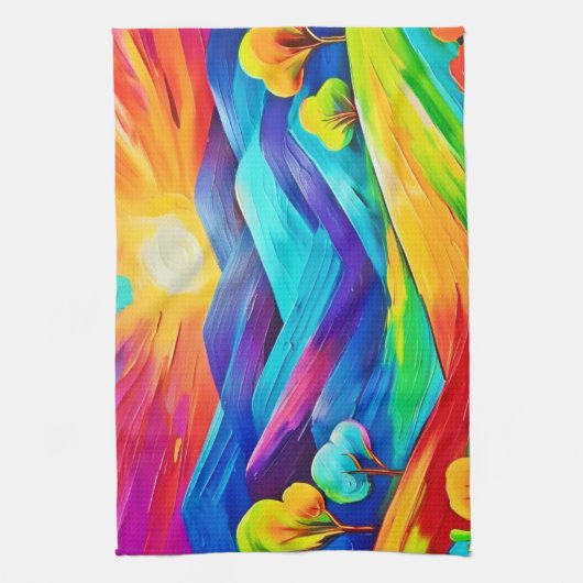 Levendige Sunset Mountain Art Print Theedoek (Verticaal)