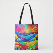 Levendige Sunset Mountain Art Print Tote Bag (Voorkant)