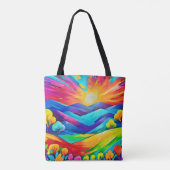 Levendige Sunset Mountain Art Print Tote Bag (Achterkant)