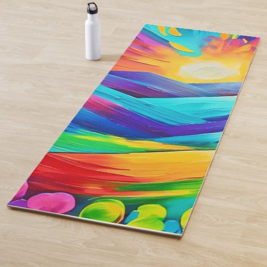 Levendige Sunset Mountain Art Print Yogamat (In situ)