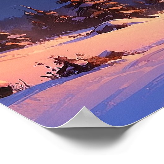 Levendige Sunset Mountain Landscape Schilderij Poster (Hoek)