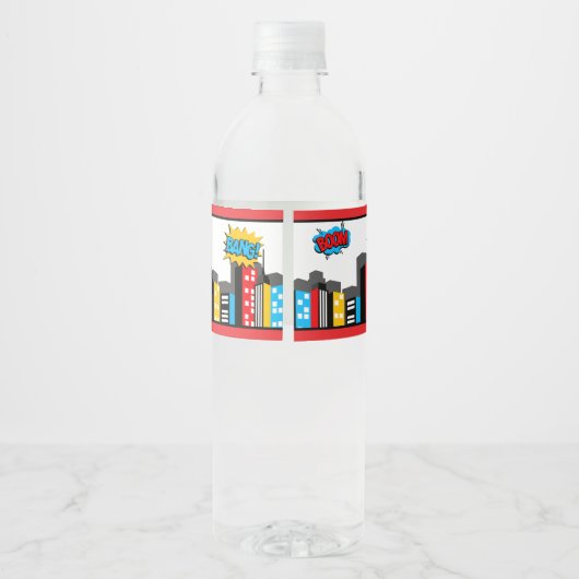 Levendige superheld waterfles etiket (Achterkant)