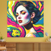 Levendige surrealistische portretkunst canvas afdruk (Insitu (Woonkamer))