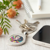 Levendige surrealistische portretkunst sleutelhanger (Zijkant)