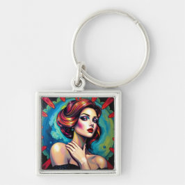 Levendige surrealistische portretkunst sleutelhanger