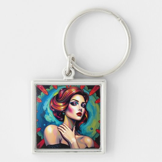 Levendige surrealistische portretkunst sleutelhanger (Voorkant)