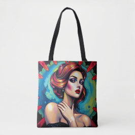 Levendige surrealistische portretkunst tote bag