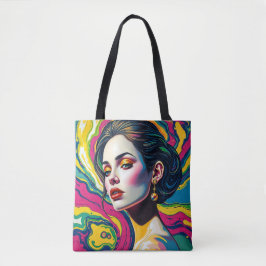Levendige surrealistische portretkunst tote bag