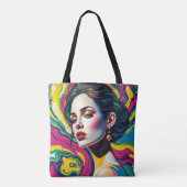 Levendige surrealistische portretkunst tote bag (Achterkant)