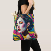 Levendige surrealistische portretkunst tote bag (Dichtbij)