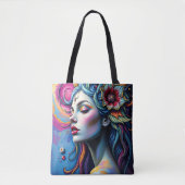 Levendige surrealistische portretkunst tote bag (Voorkant)