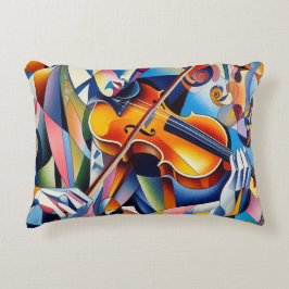 Levendige Symfonie: Abstracte Violist Kunst Accent Kussen