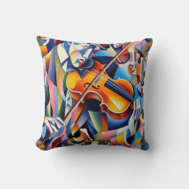 Levendige Symfonie: Abstracte Violist Kunst Kussen