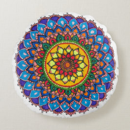 Levendige symmetrie: artistieke mandala ronde kuss rond kussen