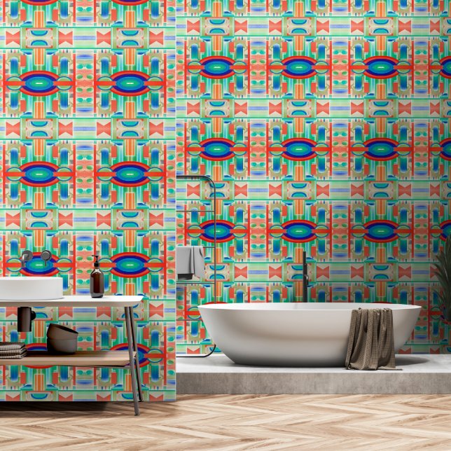 Levendige Symmetrie Geo-Abstract Paneel Behang (Badkamer)