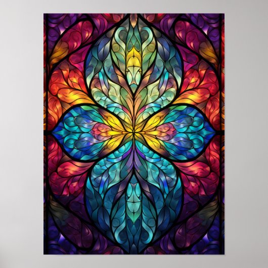 Levendige symmetrische glaskaleidoscoopkunst poster (Voorkant)