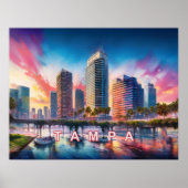 Levendige Tampa Florida Kleurrijke Abstracte Kunst Poster (Voorkant)