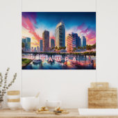 Levendige Tampa Florida Kleurrijke Abstracte Kunst Poster (Keuken)