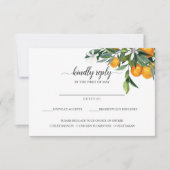 Levendige Tangerine Citrus Oranje Maaltijd keuze R RSVP Kaartje (Voorkant)