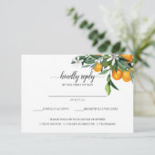 Levendige Tangerine Citrus Oranje Maaltijd keuze R RSVP Kaartje (Staand voorkant)