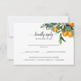 Levendige Tangerine Citrus Oranje Maaltijd keuze R RSVP Kaartje