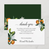 Levendige Tangerine Sinaasappel Boeket Bruiloft da Bedankkaart (Voorkant / Achterkant)