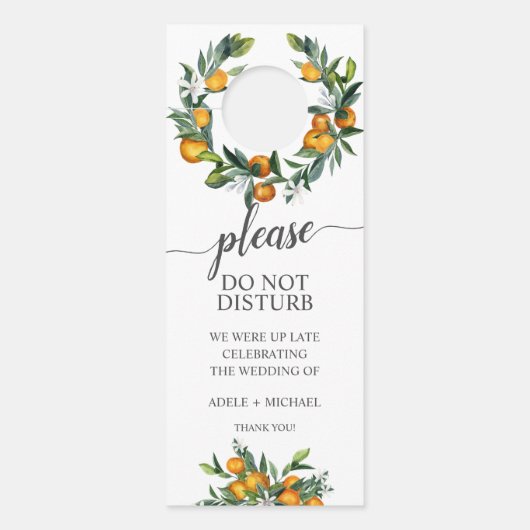 Levendige Tangerine Wedding Guest niet storen Deurhanger (Voorkant)
