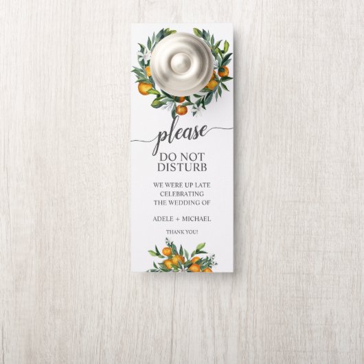 Levendige Tangerine Wedding Guest niet storen Deurhanger (Op knop)