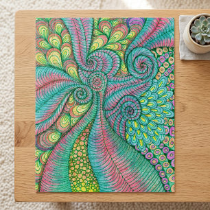 Levendige Teal en Roze Psychedelische Abstracte Dr Legpuzzel