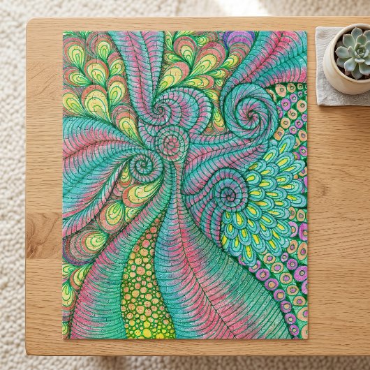 Levendige Teal en Roze Psychedelische Abstracte Dr Legpuzzel
