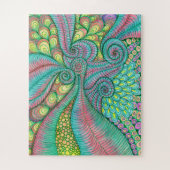 Levendige Teal en Roze Psychedelische Abstracte Dr Legpuzzel (Verticaal)