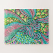 Levendige Teal en Roze Psychedelische Abstracte Dr Legpuzzel (Horizontaal)
